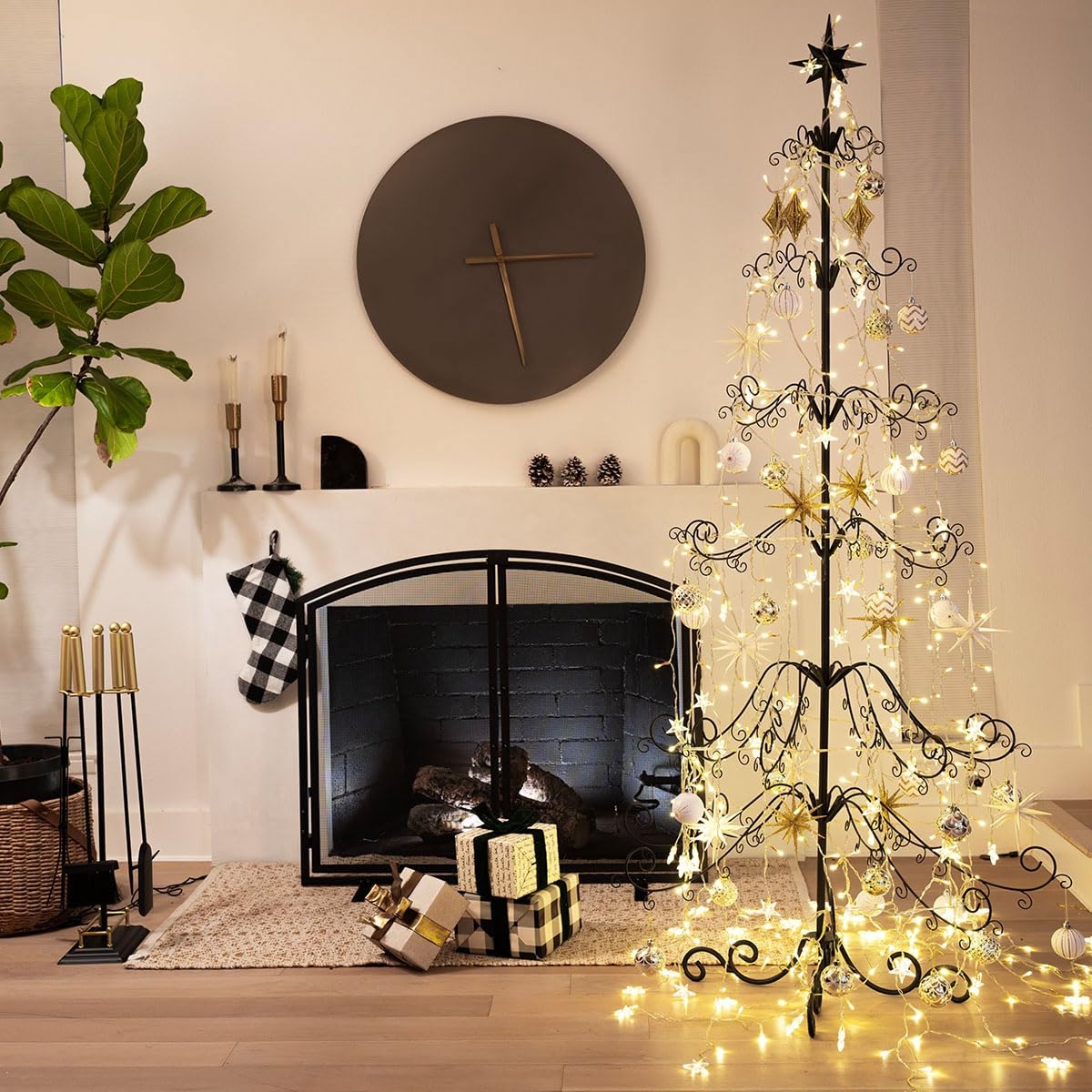 Ornament Tree Stand Featuring Multi Tiered Scrolling Arms Finish