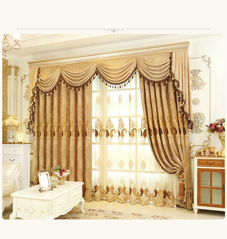 Ornate Curtains: Triple Swag Valance Beaded Fringe Drapes