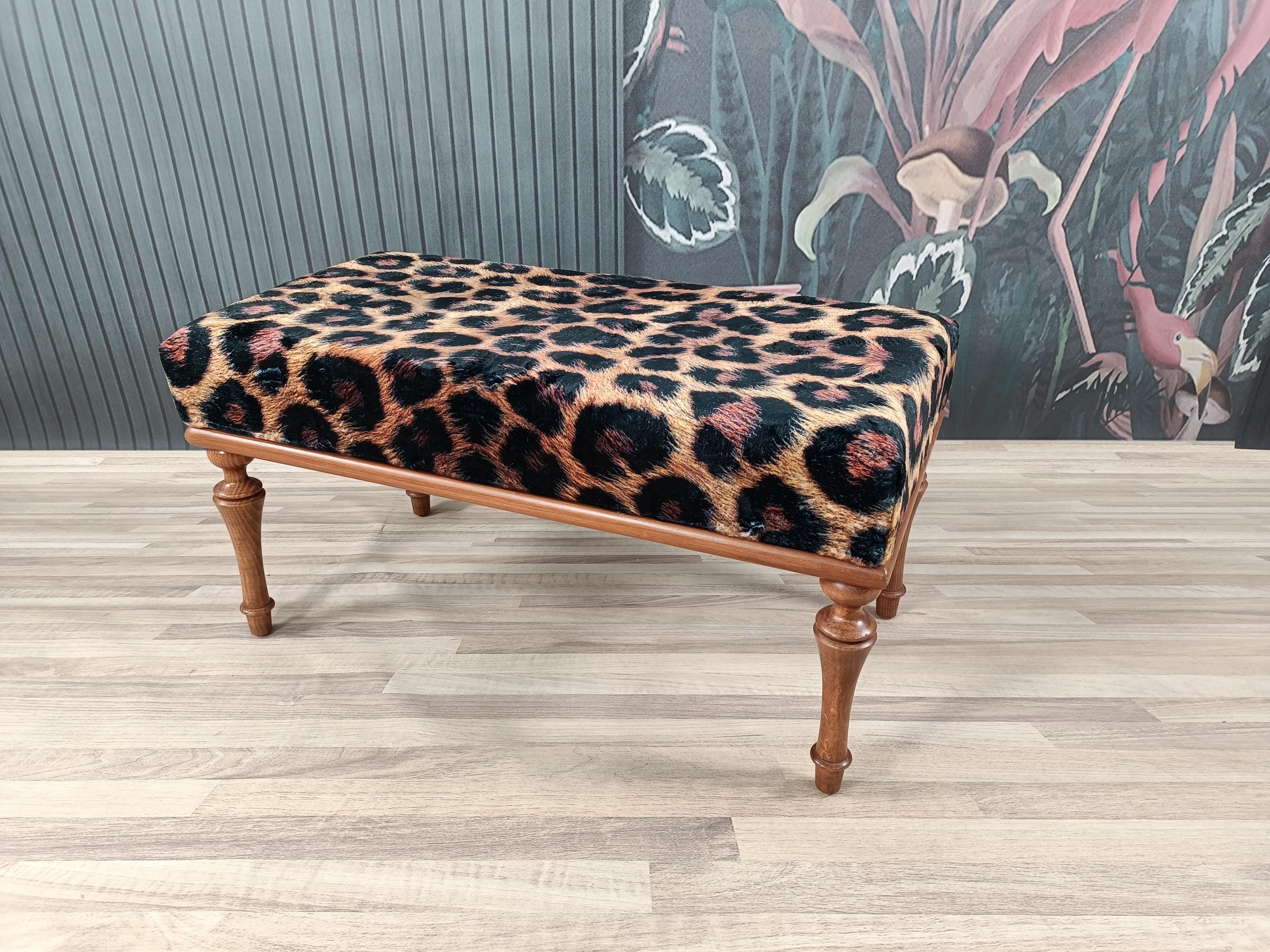 Ottoman Bench Padded Seat Wild Pattern Traditional Decor