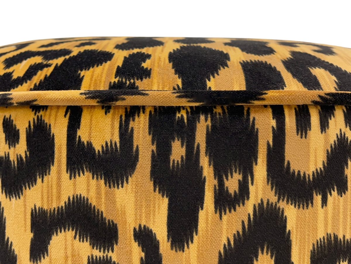 Ottoman Leopard Velvet Piped Edge Maximalist Furniture
