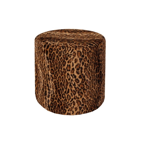 Ottoman Pouf Cylindrical Animal Motif Pattern Seating