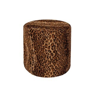 Ottoman Pouf Cylindrical Animal Motif Pattern Seating