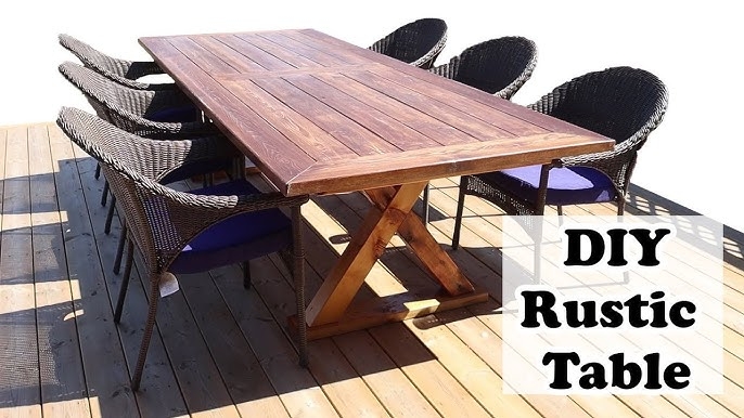 Outdoor Dining Table Breadboard Ends Wood Plank Top