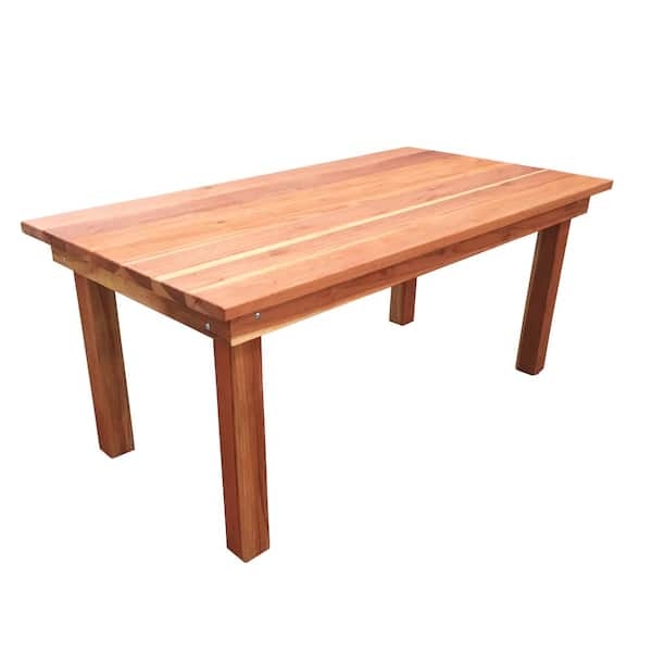 Outdoor Dining Table Redwood Planked Top Square Legs