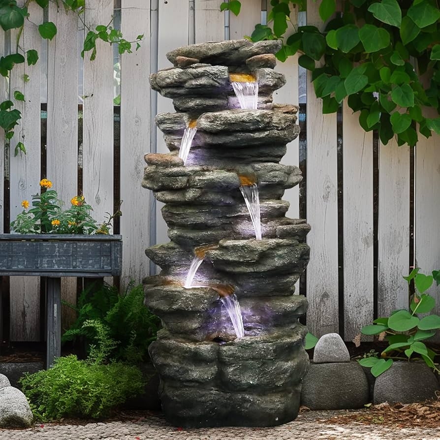 Outdoor Fountain: Six Tier Cascade Vertical Profile LED