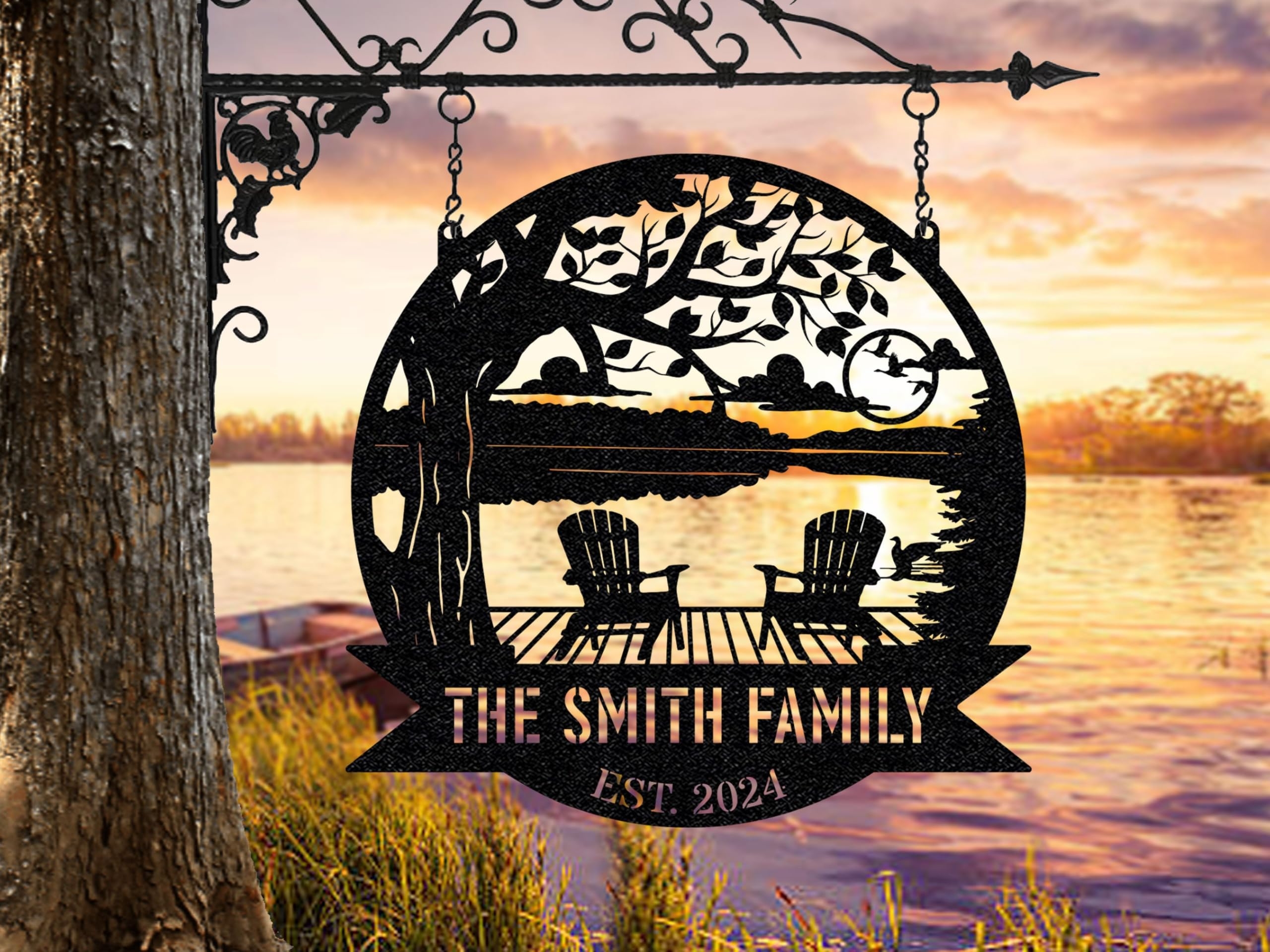 Outdoor Sign Laser Cut Landscape Personalized Lake House Sign