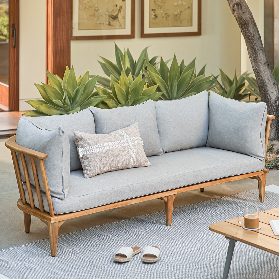 Outdoor Sofa Spindle Back Tapered Legs Garden Sofa Ideas
