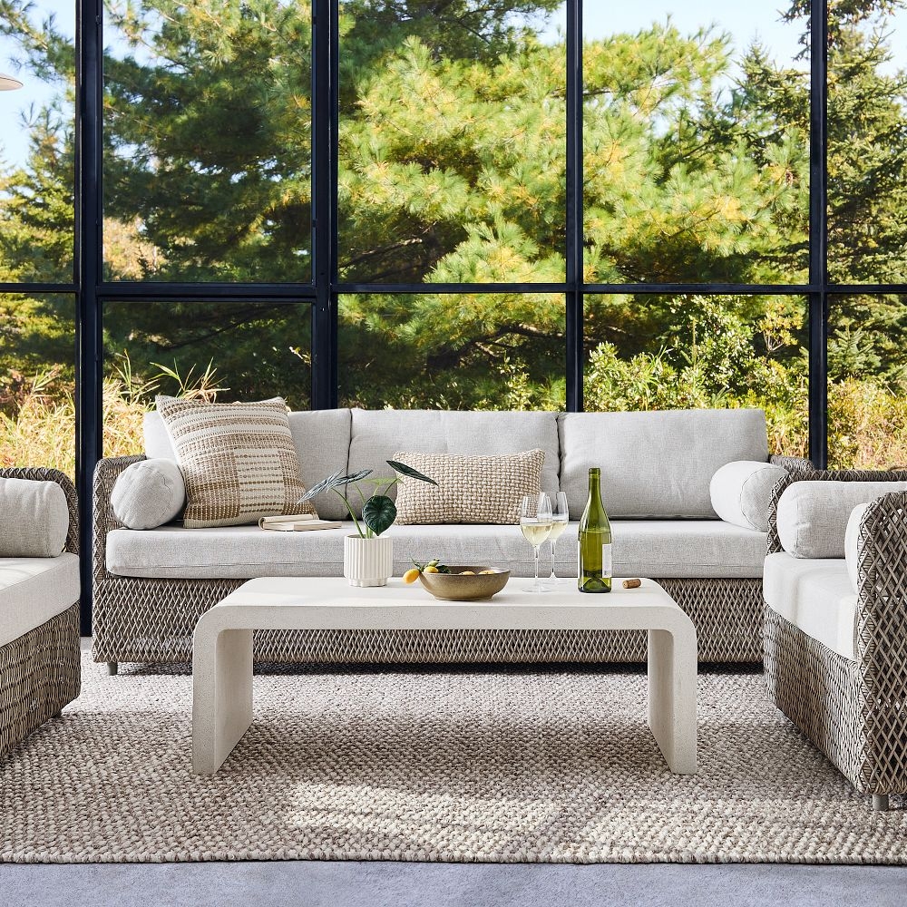 Outdoor Sofa Waterfall Concrete Table Silverstone Woven Sofa