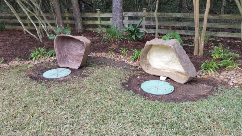 Outdoor Utility Cover Hollow Stone Mimicry Septic Camouflage