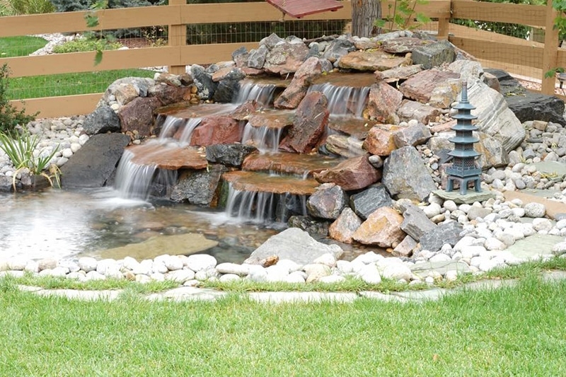 Outdoor Waterfall: Tiered Flat Slabs Zen Pagoda Decor