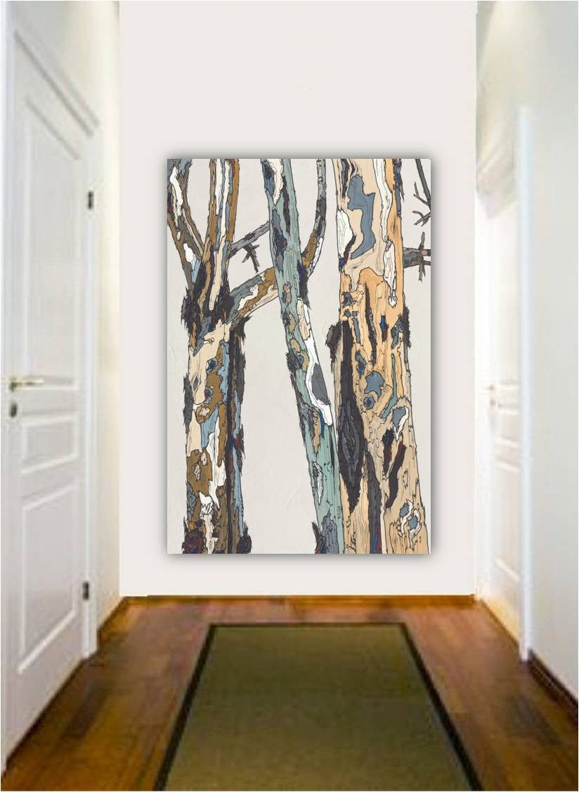 Oversized Wall Art: Birch Tree Motif Pastel Neutral Gallery Print