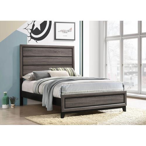Panel Bed Modern Oak Tones Black Border Frame