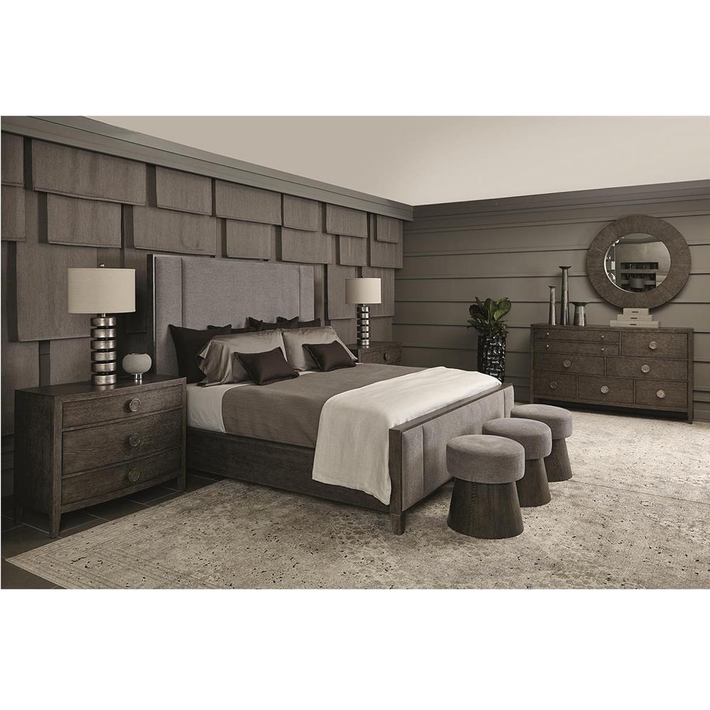 Panel Bed with Vertical Upholstered Panels and 3D Shingle Wall