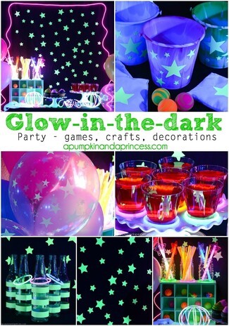 Party Decor Set: Neon Border with Blacklight Responsive Stars