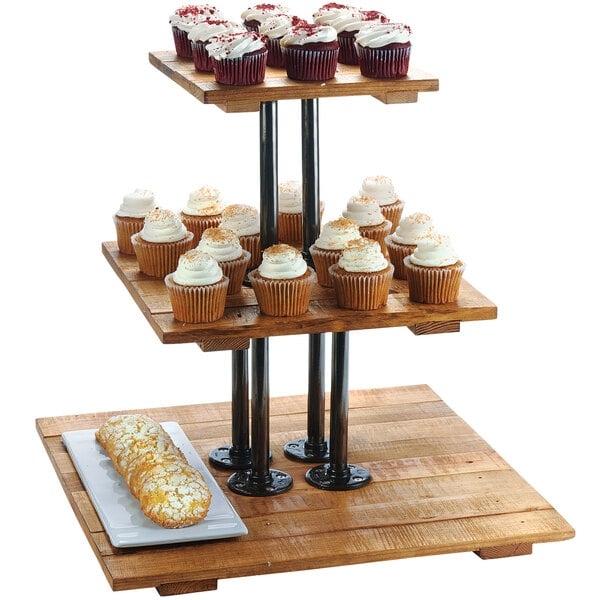 Pastry Display Riser: Industrial Pipe Reclaimed Wood Pastry Riser