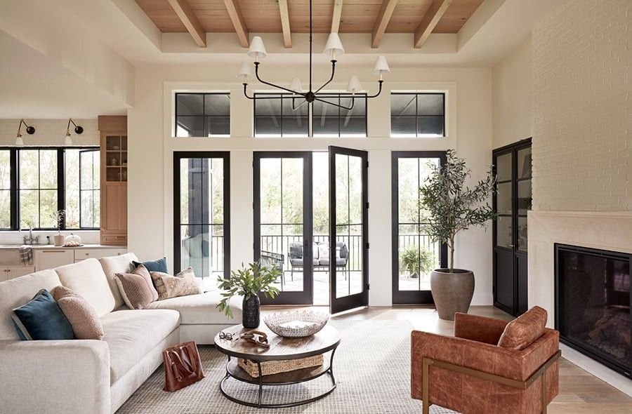 Patio Doors Black Framed Glass Modern Farmhouse Living Room