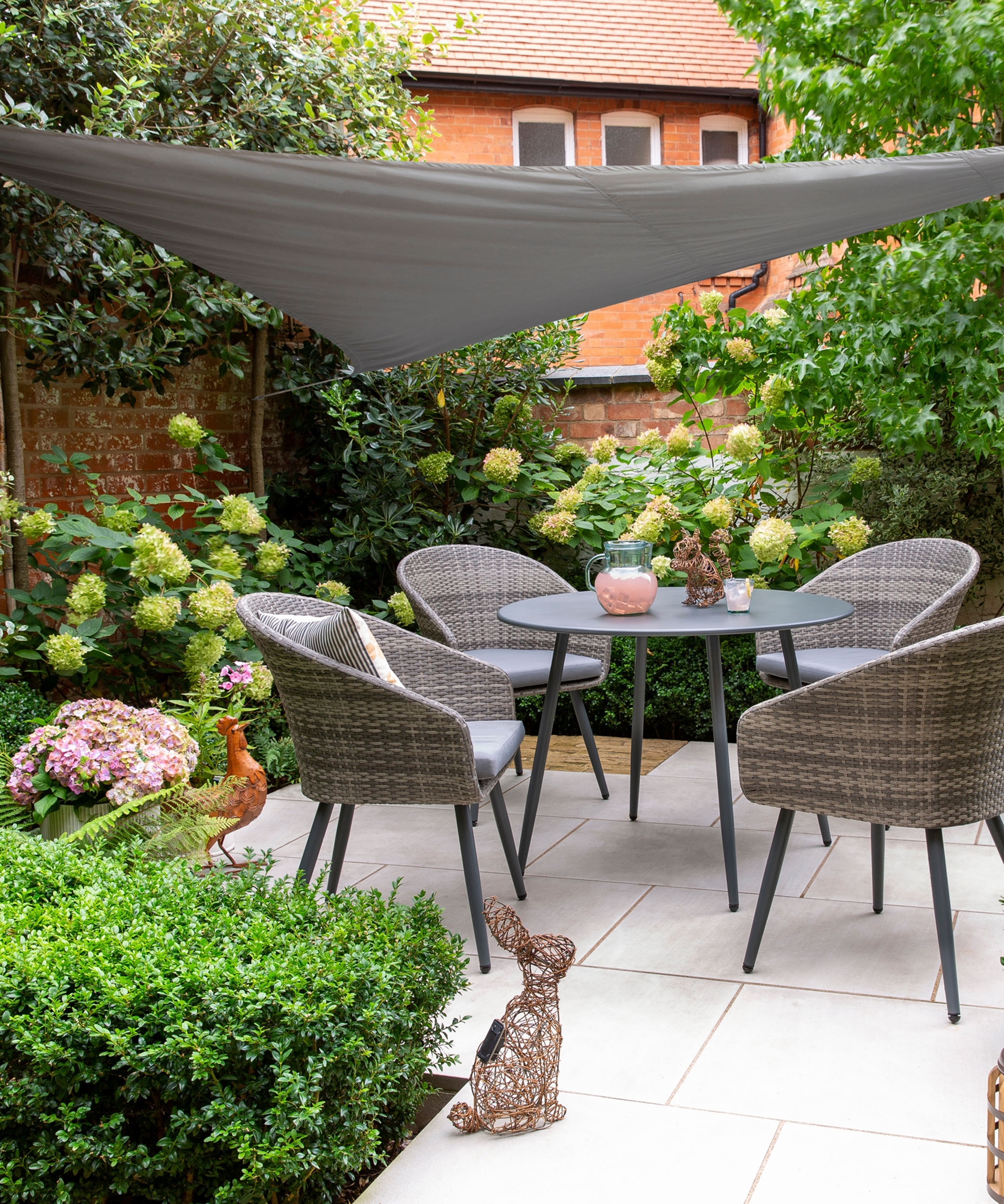 Patio Set Tapered Legs Gray Woven Patio Furniture