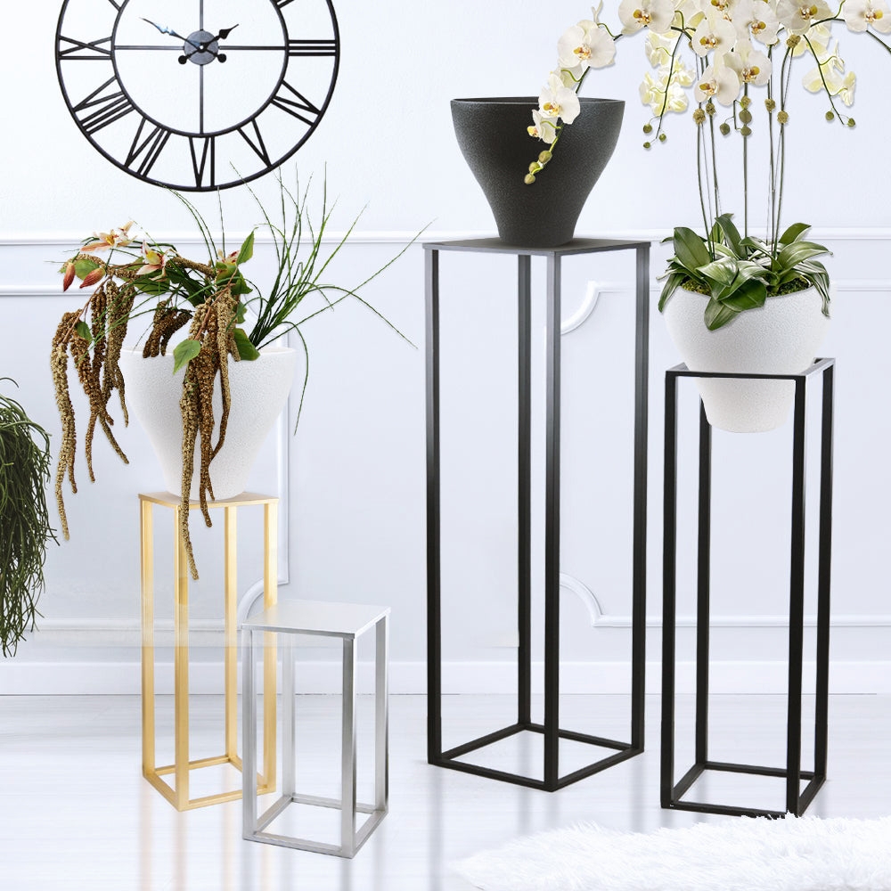 Pedestal Stand Metallic Finish Aluminum Modern Plant Riser