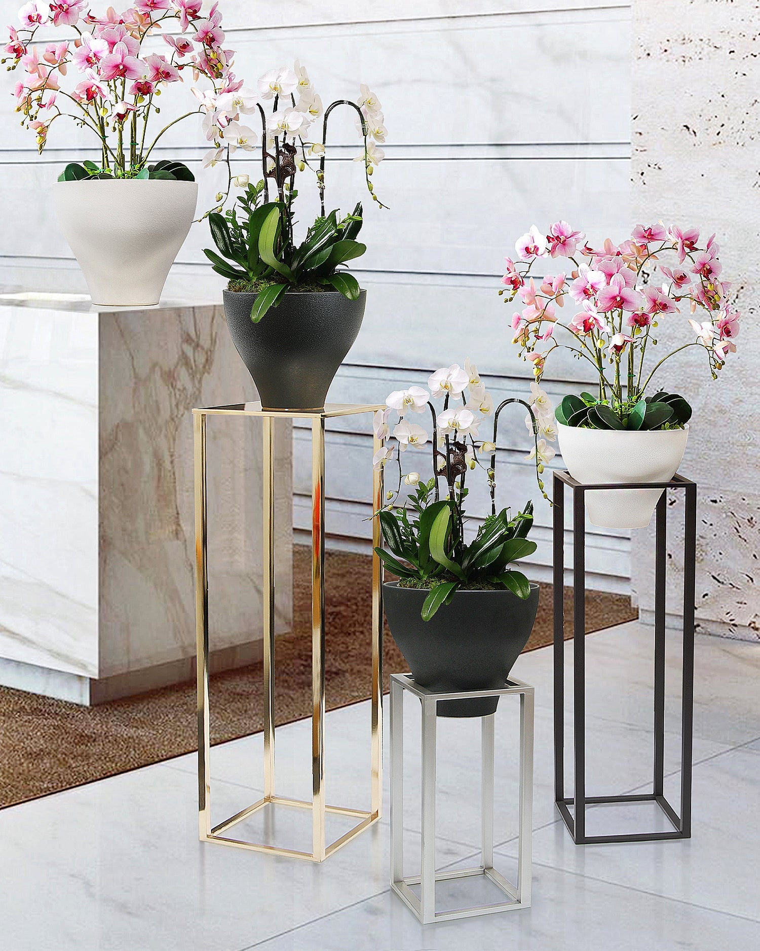 Pedestal Stand Multi-Height Set Modern Metal Pedestal Stands