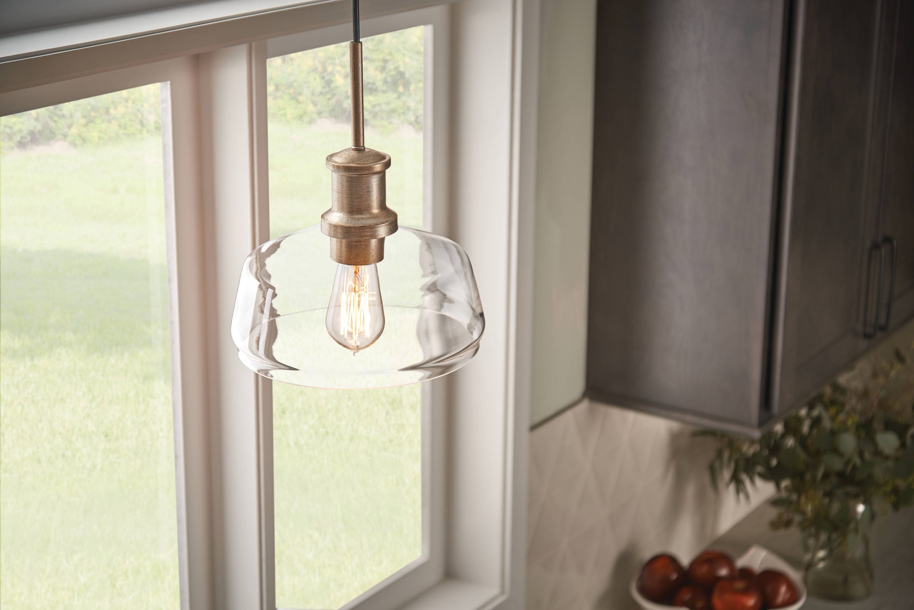 Pendant Light Bowl Shade Edison Bulb Clear Glass Bowl Light