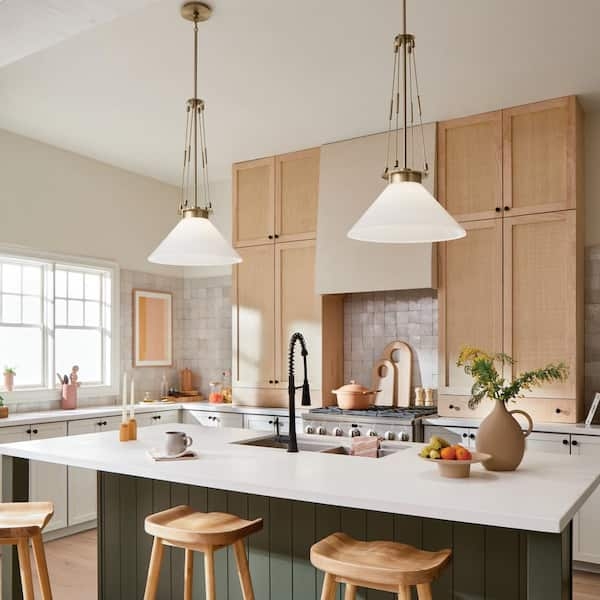 Pendant Light Conical Glass Shade Large Kitchen Ceiling Fixture