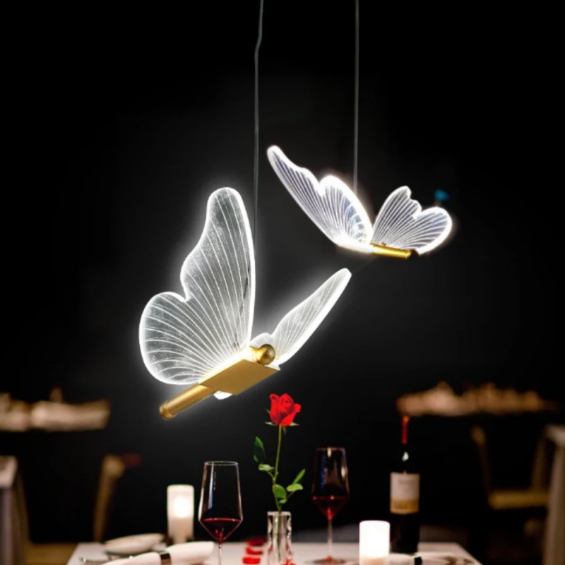Pendant Light Etched Wing Texture Whimsical Butterfly Decor