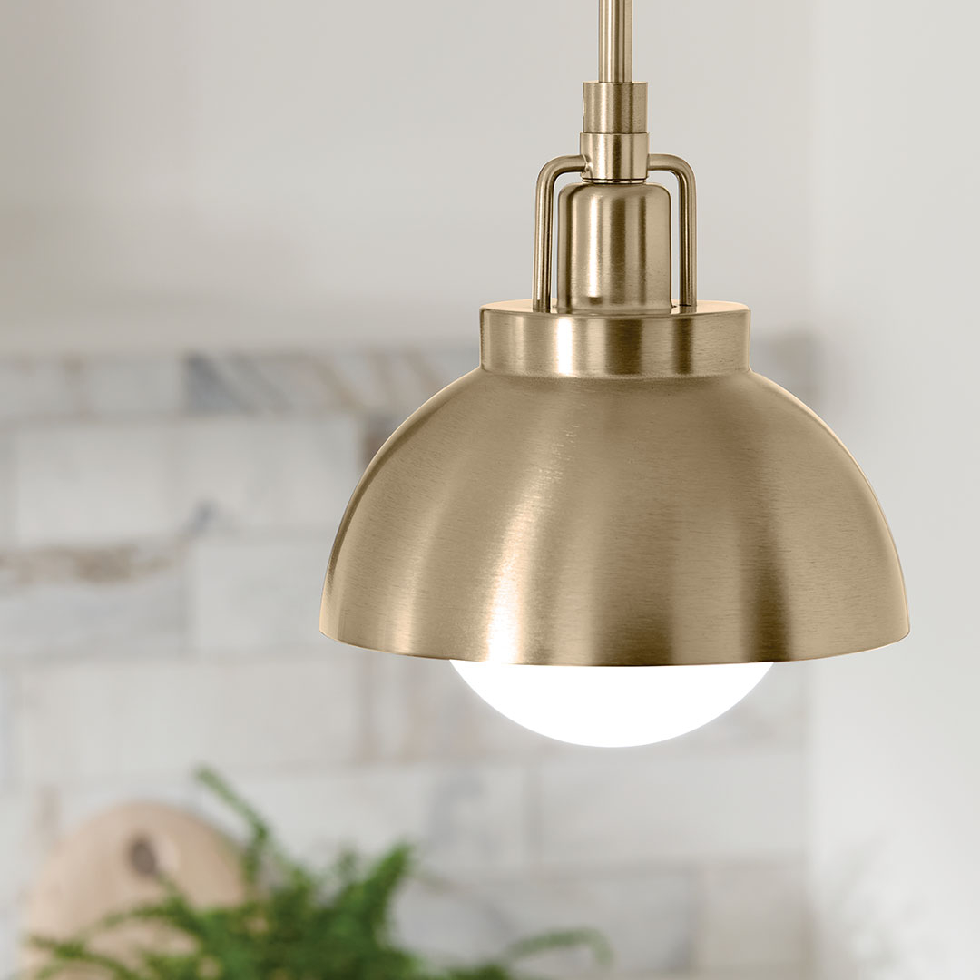Pendant Light Exposed Globe Bulb Brushed Bronze Dome Pendant