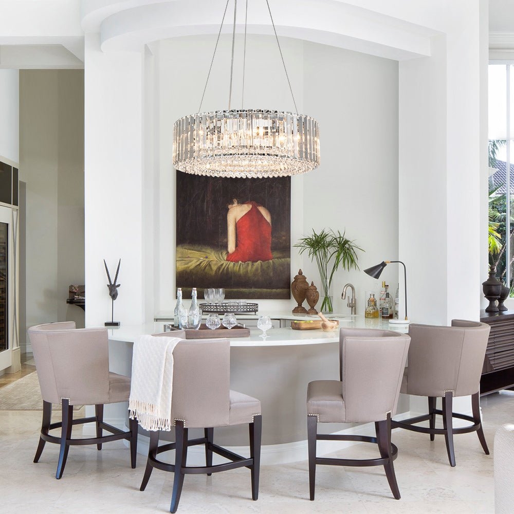 Pendant Light Faceted Crystal Bands Elegant Kitchen Island Chandelier