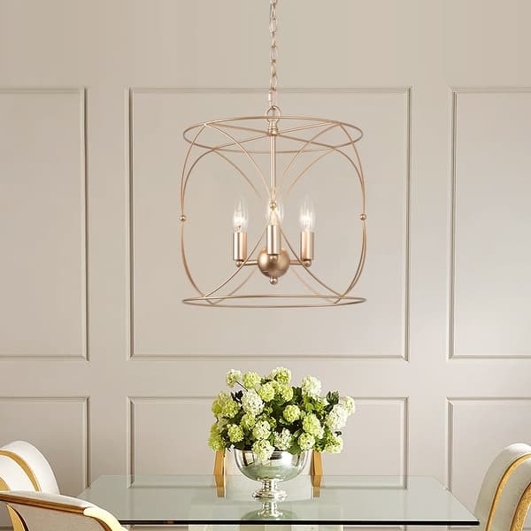 Pendant Light Geometric Cage Champagne Bronze Lantern