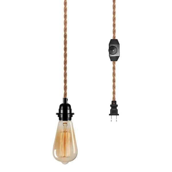 Pendant Light Hemp Rope Cord with Integrated Dimmer Switch