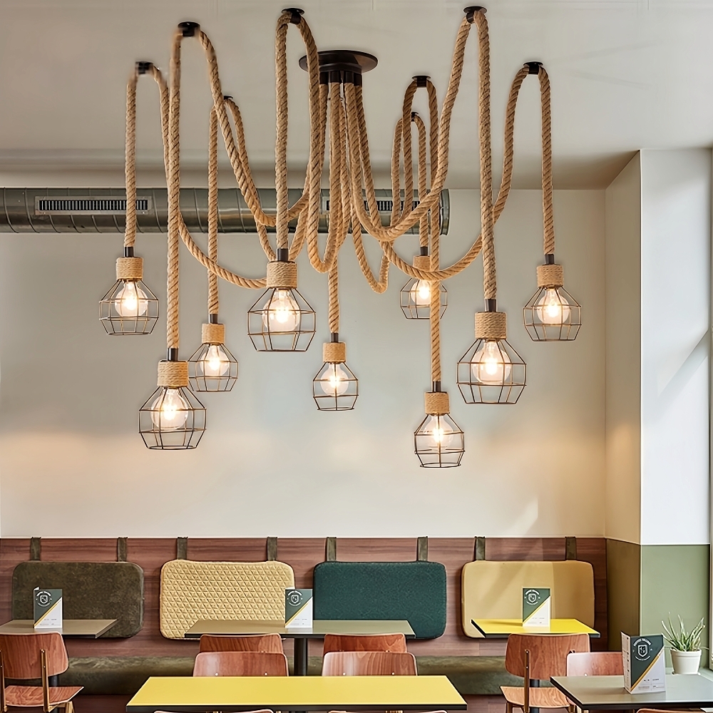 Pendant Light Multi Light Swag with Thick Braided Cord