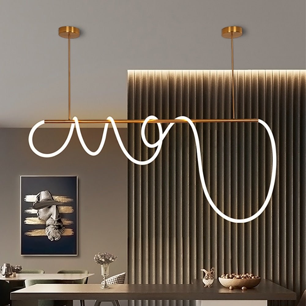 Pendant Light Sculptural Lighting with Brushed Gold Rods