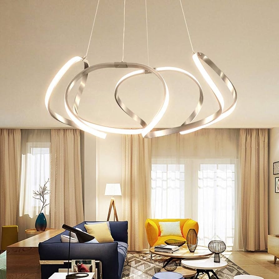 Pendant Light Sculptural Silhouette Interlocking Loops Champagne LED