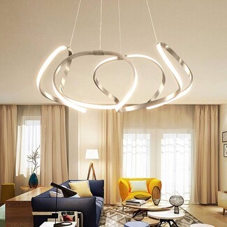 Pendant Light Sculptural Silhouette Interlocking Loops Champagne LED