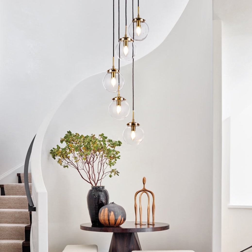 Pendant Light Staggered Globe Pendants in Bubble Glass
