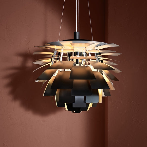 Pendant Light: Staggered Scales and Charcoal Black Finish