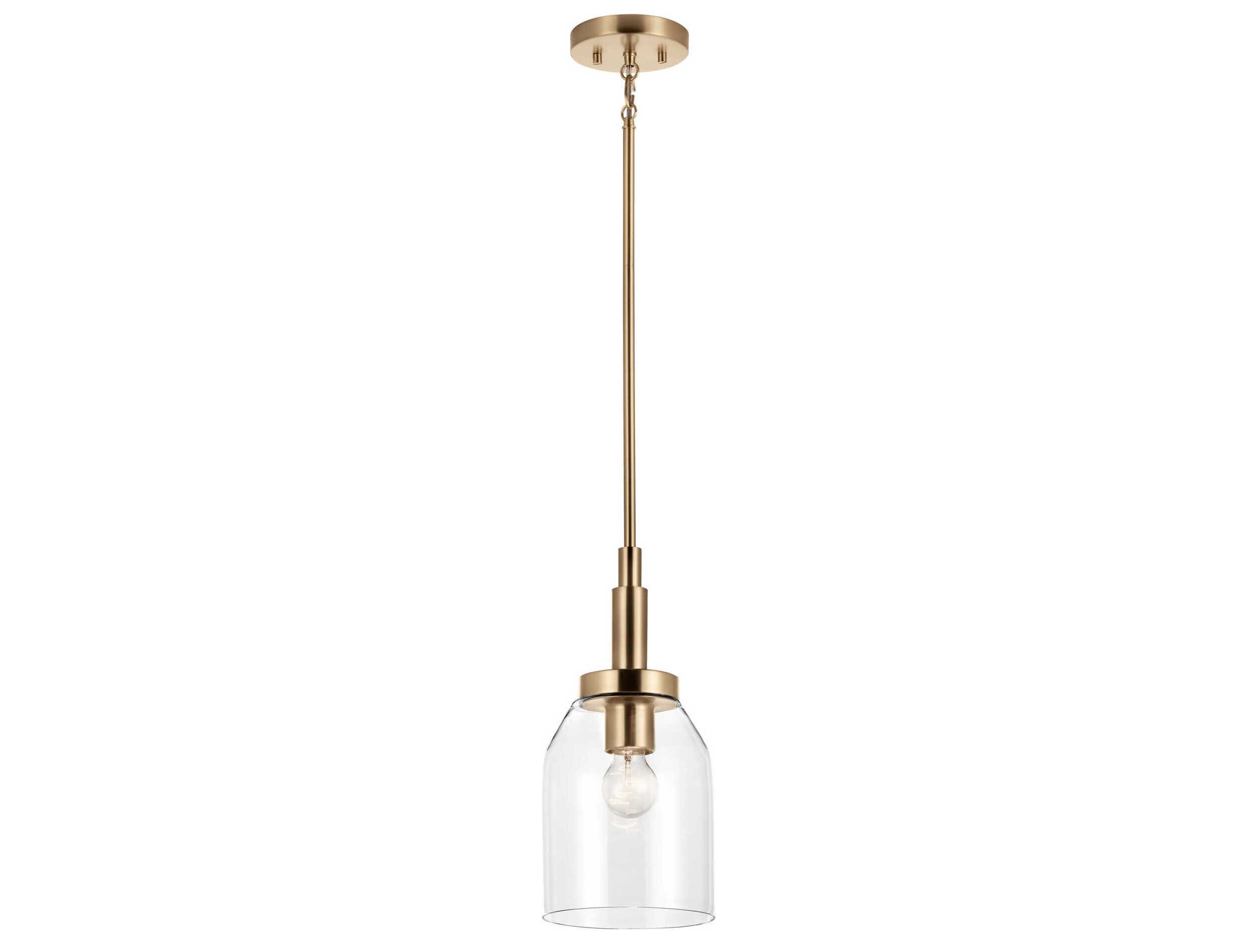 Pendant Light Tiered Metal Detail Clear Glass Bell Pendant