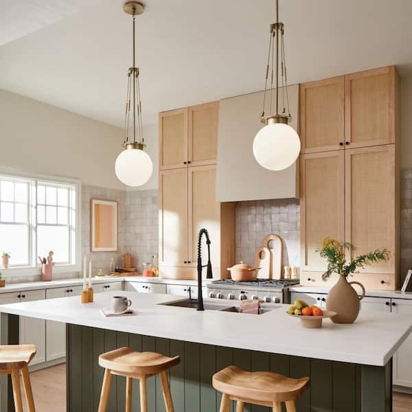 Pendant Light Triple Cable Suspension Opal Glass Island Pendant