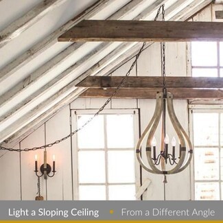 Pendant Light using rustic teardrop pendant for sloped beams
