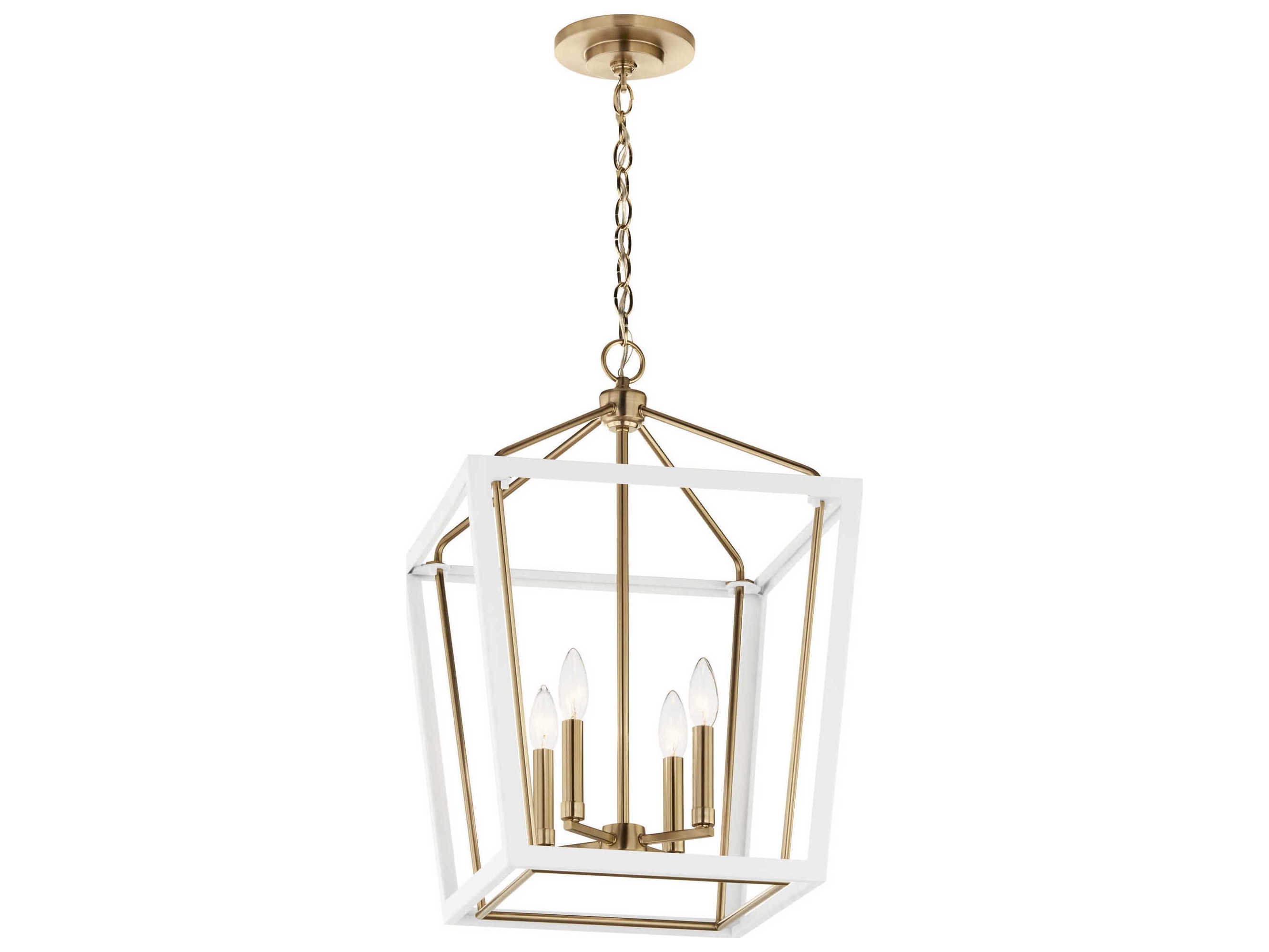 Pendant Light White and Metallic Dual Tone Open Cage Lantern Light