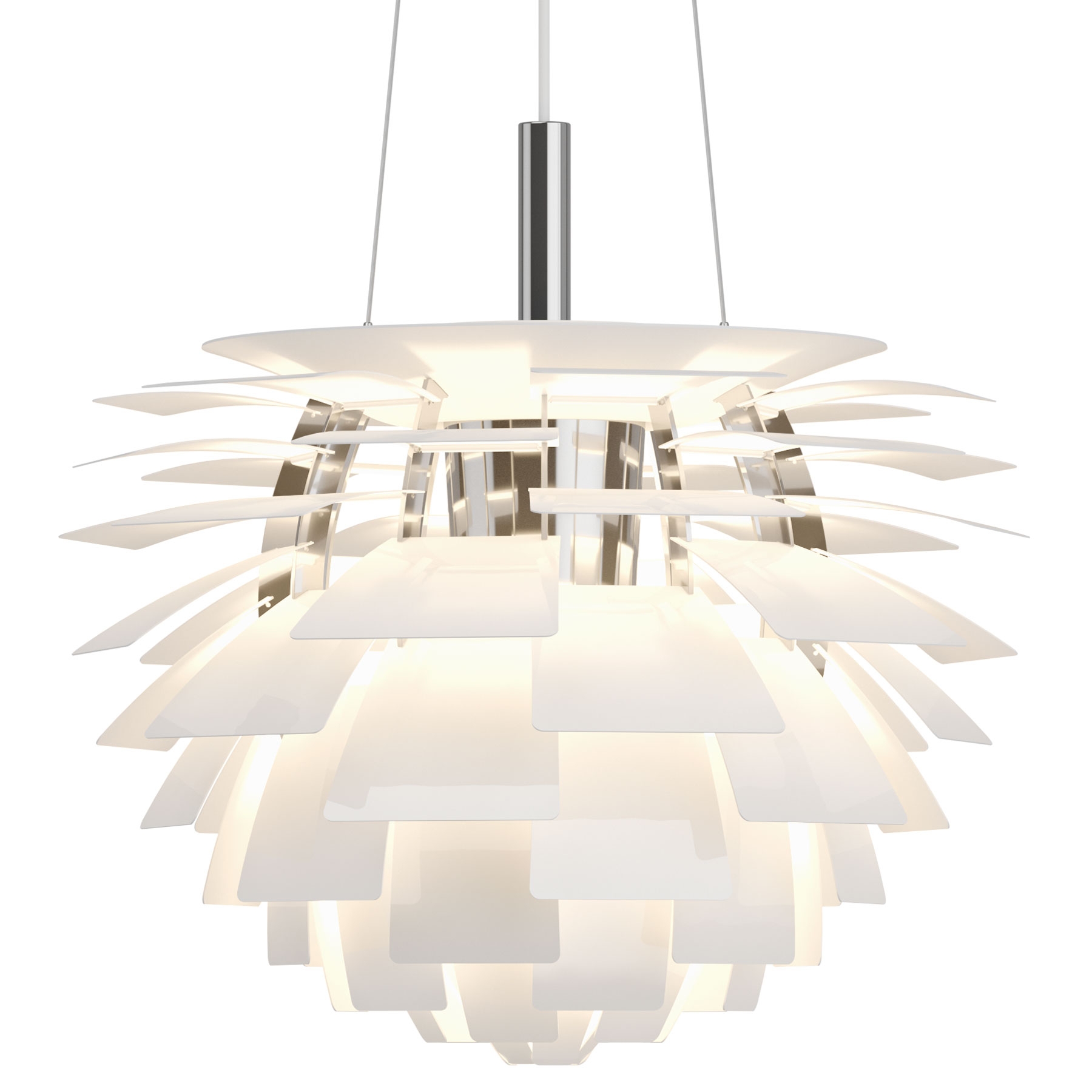 Pendant Light: White Artichoke Shape with Diffuse Glow