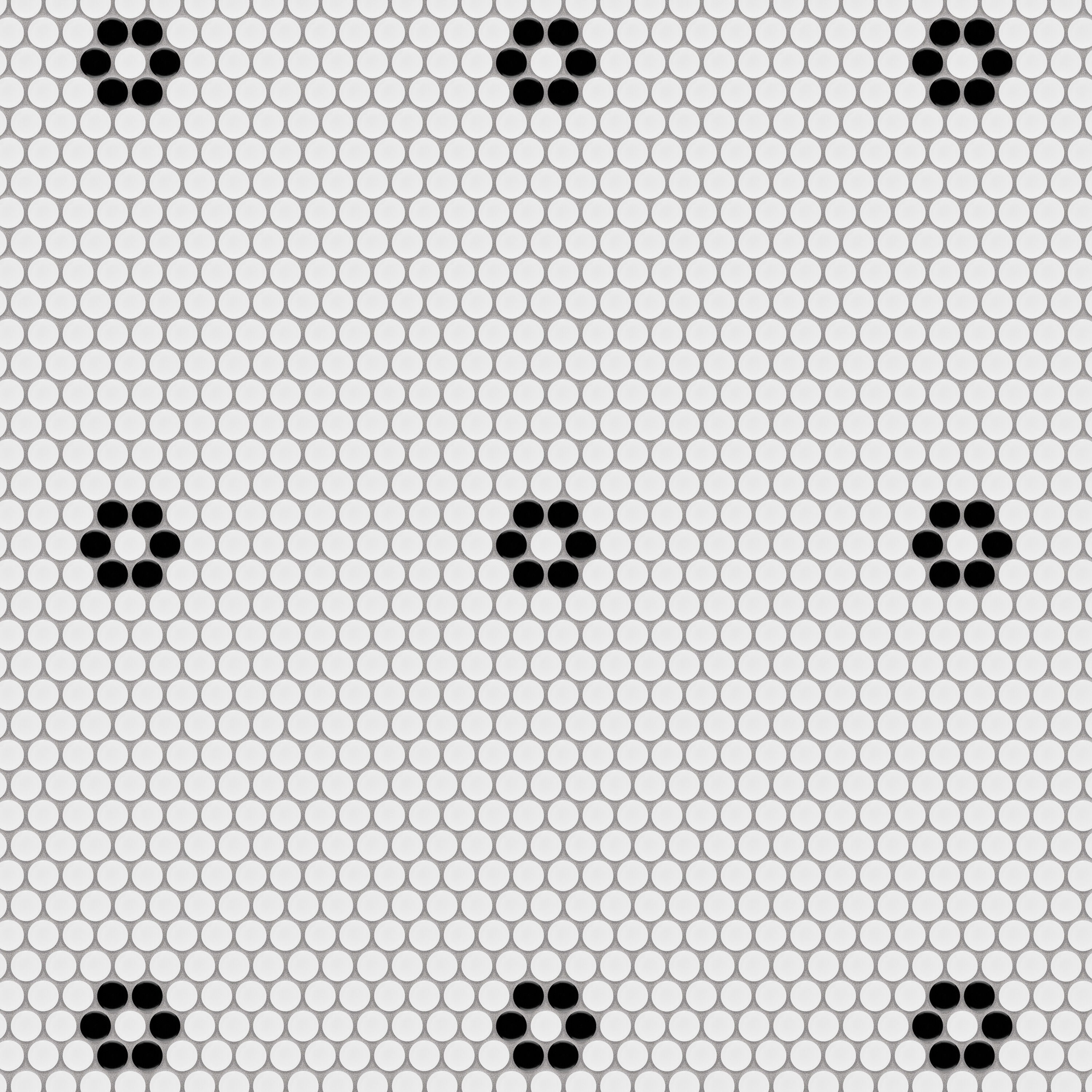 Penny Tile Matte White Black Flower Vintage Style Pattern