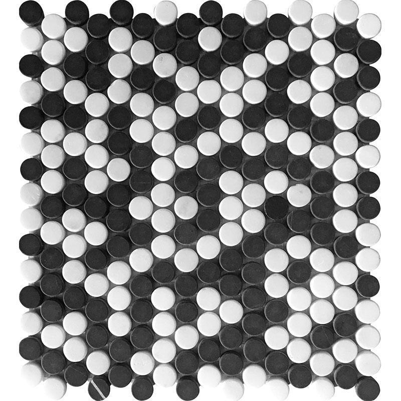 Penny Tile Tumbled Marble Nero Marquina Random Stone Mix