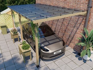 Pergola Carport Lean To Design with Corrugated Roof Panel