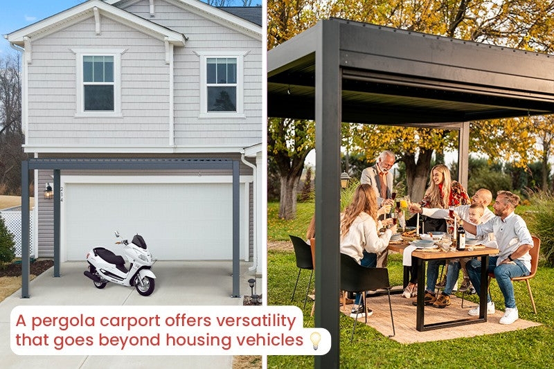 Pergola Carport Versatile Outdoor Structure in Charcoal