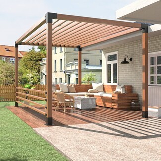 Pergola Modular Brackets with Slatted Roof and Seating