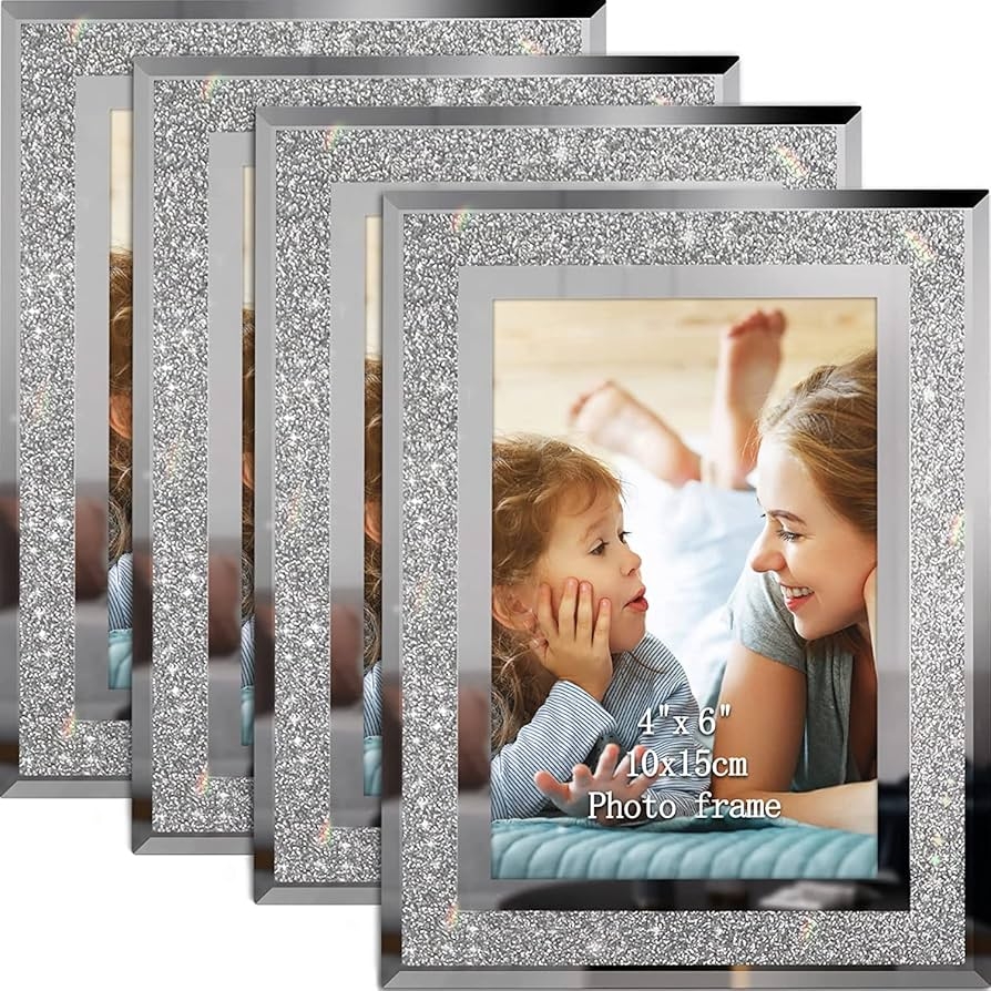 Photo Frame Glitter Inlay Sparkle Design 4x6 Mirror