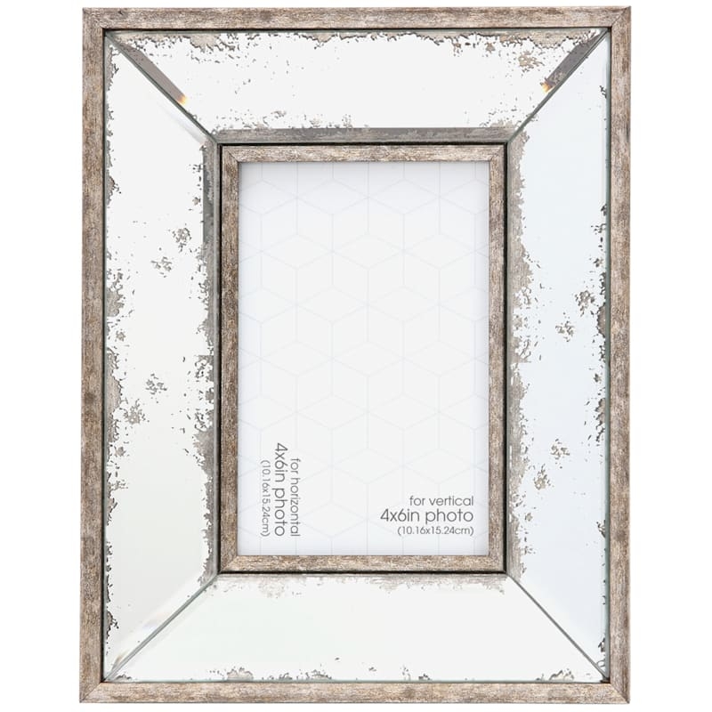 Picture Frame Foxing Effect Antiqued Mirror Tabletop 4x6