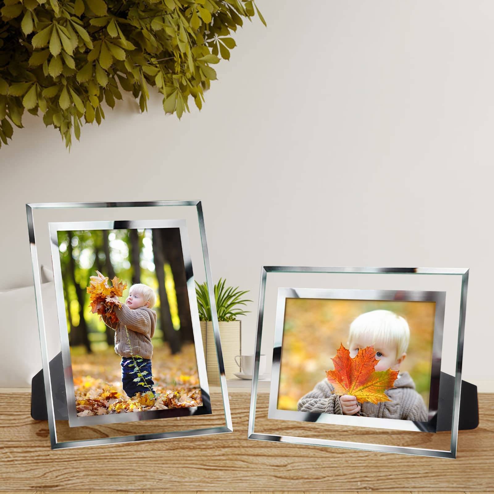 Picture Frame Mirrored Border Floating Tabletop Set of 6