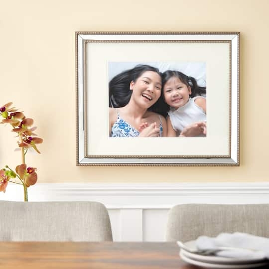 Picture Frame Wide Cream Mat Beaded 16x20 Decor Set